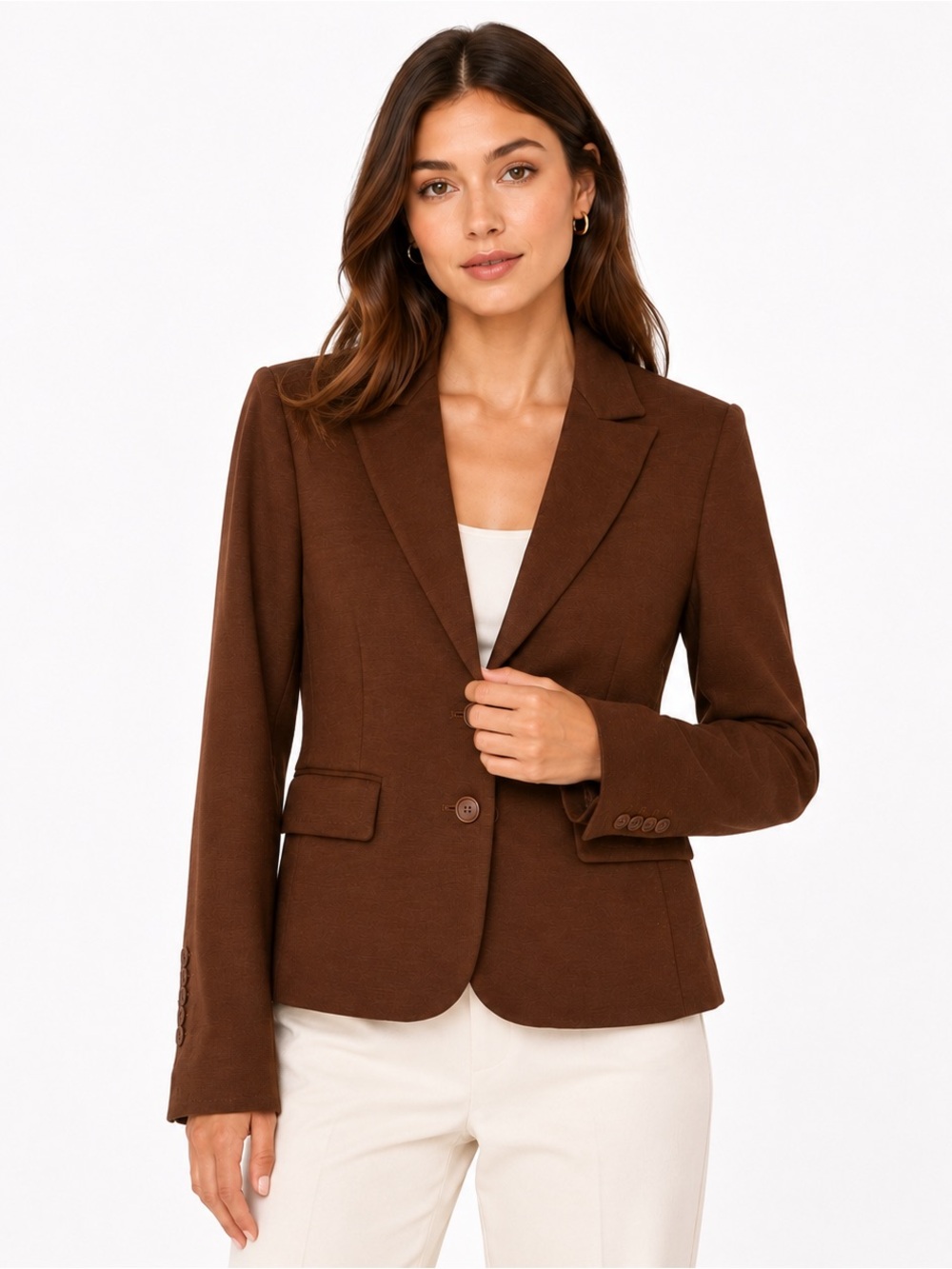 BCBG Max Azria Structured Blazer Jacket Brown Tailored Career Chic